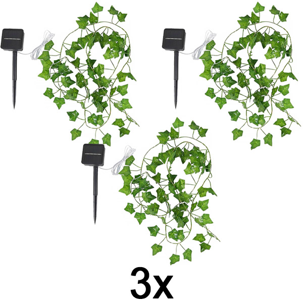 3x Feju saules gaismas ar mākslīgajām efejas lapām (5 m) | LEAFGLO